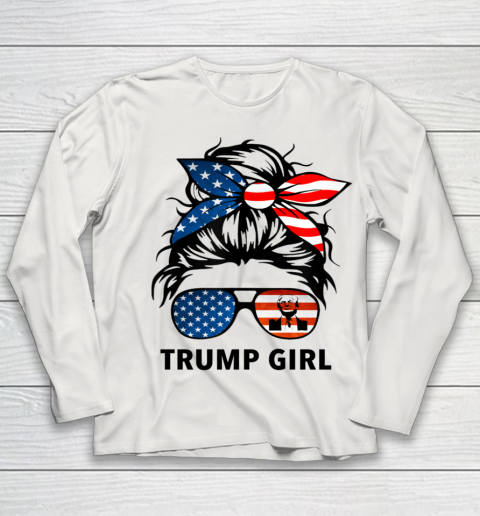 Trump Girl American Flag Glass Youth Long Sleeve 8