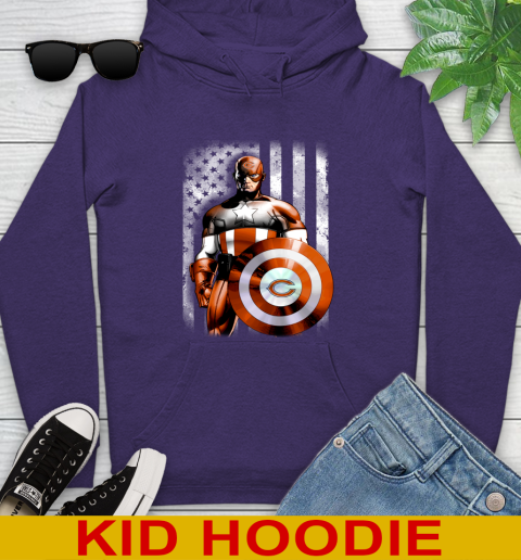 Chicago Bears NFL Football Captain America Marvel Avengers American Flag Shirt Youth Hoodie 5