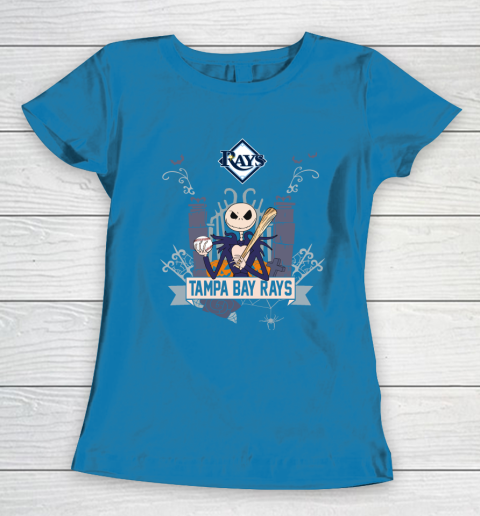 MLB Tampa Bay Rays Baseball Jack Skellington Halloween Women's T-Shirt 6