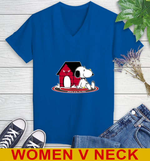 NBA Basketball Chicago Bulls Snoopy The Peanuts Movie Shirt Women's V-Neck T-Shirt 11