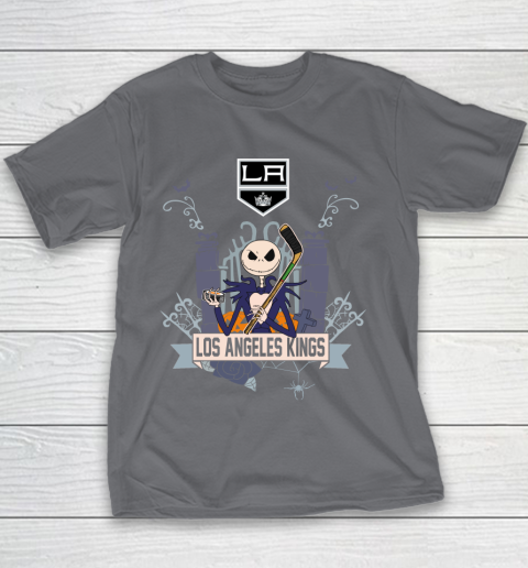 NHL Los Angeles Kings Hockey Jack Skellington Halloween Youth T-Shirt 5