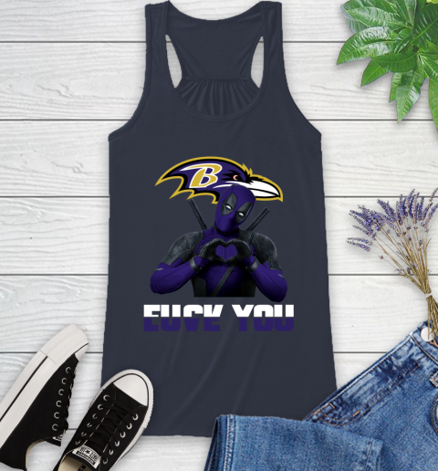 NHL Baltimore Ravens Deadpool Love You Fuck You Football Sports Racerback Tank 10