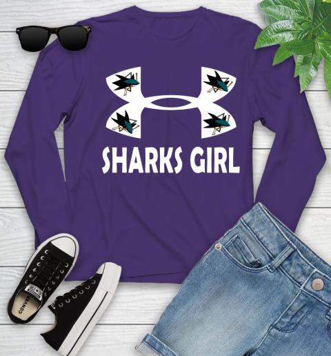 NHL San Jose Sharks Girl Under Armour Hockey Sports Youth Long Sleeve 4