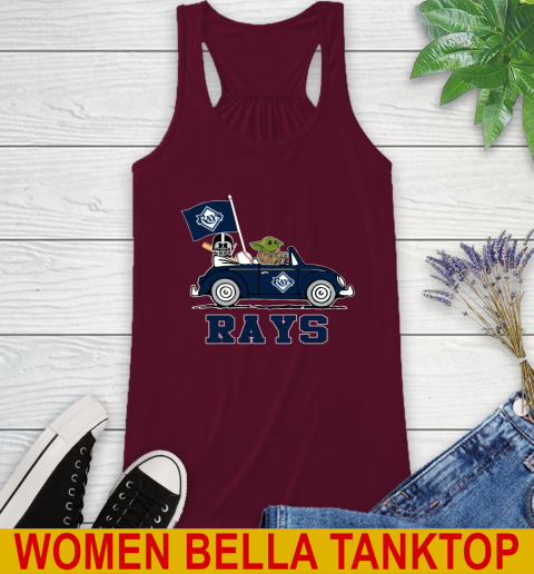 MLB Baseball Tampa Bay Rays Darth Vader Baby Yoda Driving Star Wars Shirt Racerback Tank 3