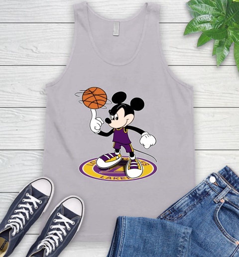 NBA Basketball Los Angeles Lakers Cheerful Mickey Disney Shirt Tank Top 4