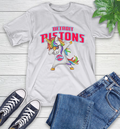 Detroit Pistons NBA Basketball Funny Unicorn Dabbing Sports T-Shirt 12