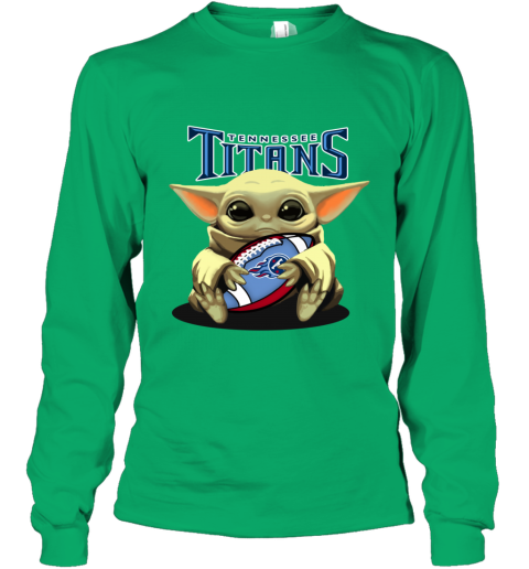 Baby Yoda Loves The Tennessee Titans leqw baby yoda loves the tennessee titans youth long sleeve 50 front irish green