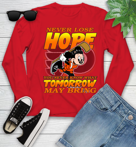Philadelphia Flyers NHL Hockey ootball Mickey Disney Never Lose Hope Youth Long Sleeve 11