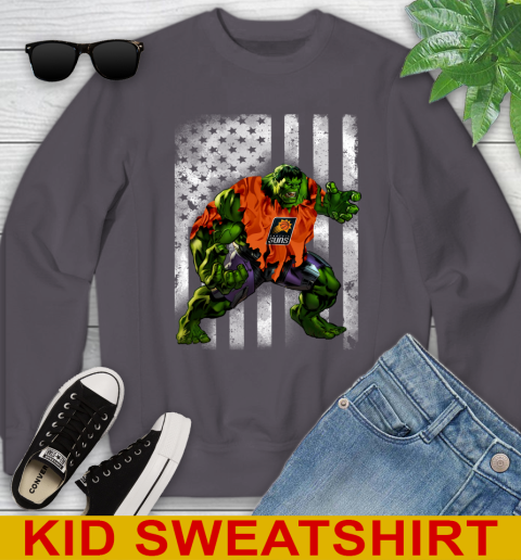 Phoenix Suns Hulk Marvel Avengers NBA Basketball American Flag Youth Sweatshirt 5