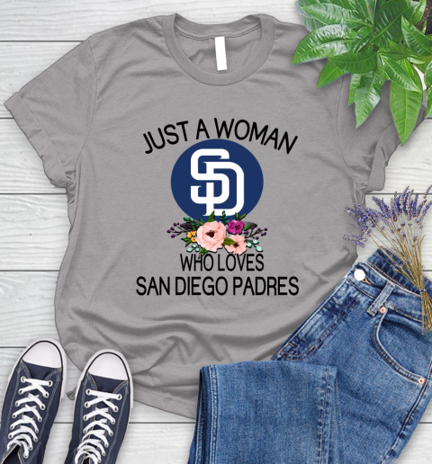 MLB Just A Woman Who Loves San Diego Padres Baseball Sports Women's T-Shirt 3