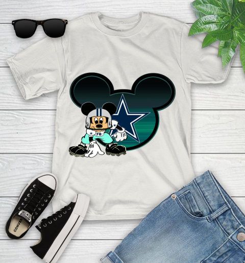 NFL Dallas Cowboys Mickey Mouse Disney Football T Shirt Youth T-Shirt 24