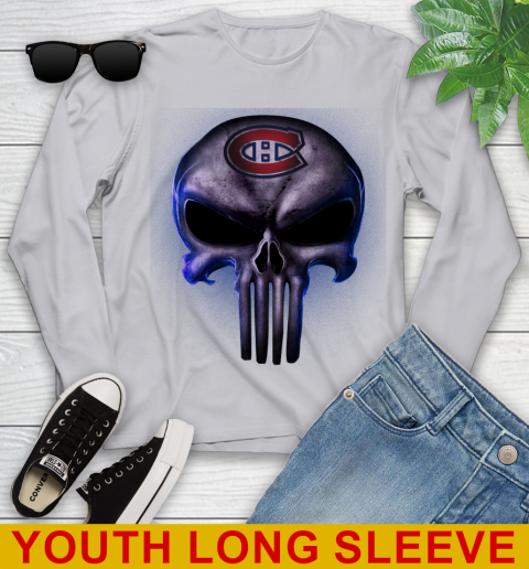Montreal Canadiens NHL Hockey Punisher Skull Sports Youth Long Sleeve 5