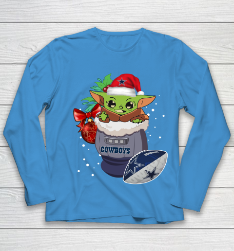 Dallas Cowboys Christmas Baby Yoda Star Wars Funny Happy NFL Youth Long Sleeve 7