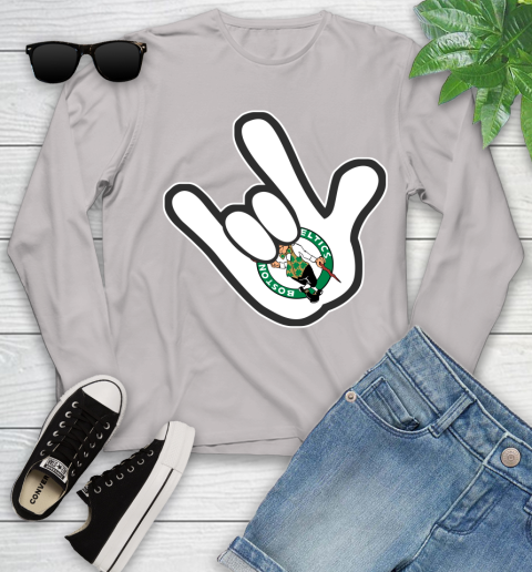 Boston Celtics NBA Basketball Mickey Rock Hand Disney Youth Long Sleeve 12