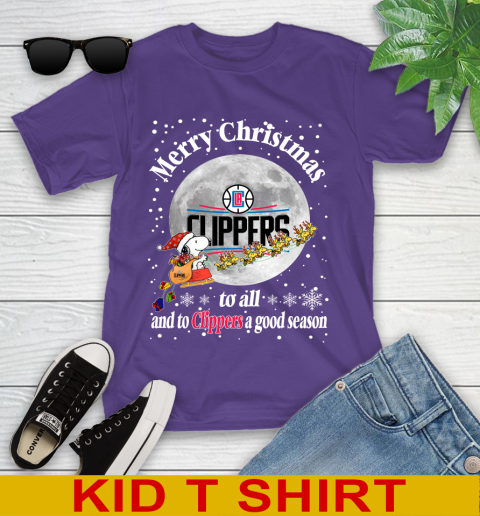 LA Clippers Merry Christmas To All And To Clippers A Good Season NBA Basketball Sports Youth T-Shirt 3