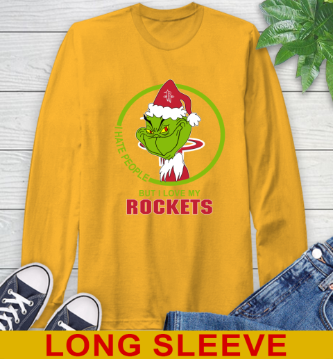 Houston Rockets NBA Christmas Grinch I Hate People But I Love My Favorite Basketball Team Long Sleeve T-Shirt 3