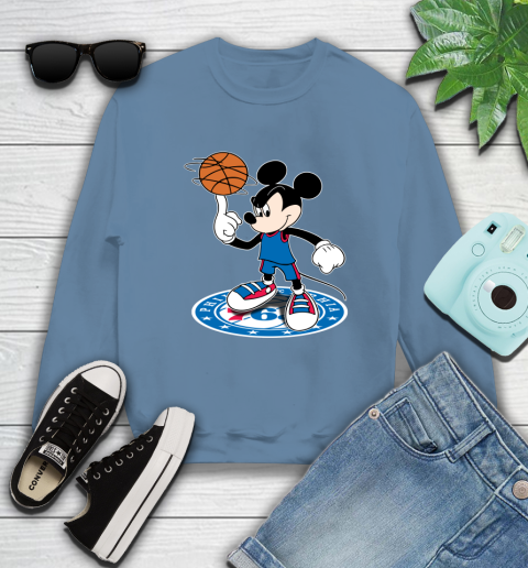 NBA Basketball Philadelphia 76ers Cheerful Mickey Disney Shirt Sweatshirt 8