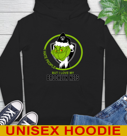 Brooklyn Nets NBA Christmas Grinch I Hate People But I Love My Favorite Basketball Team Hoodie 2