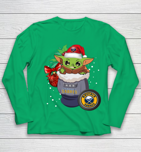 Buffalo Sabres Christmas Baby Yoda Star Wars Funny Happy NHL Youth Long Sleeve 6