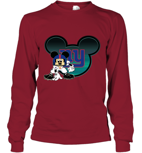 NFL New York Giants Mickey Mouse Disney Football T Shirt QUP2xVxU2Wx long sleeve tee 14 95 151514 front cardinal red