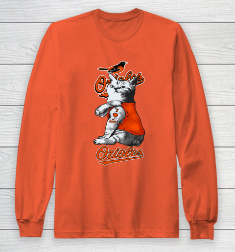 MLB Baseball My Cat Loves Baltimore Orioles Long Sleeve T-Shirt 3