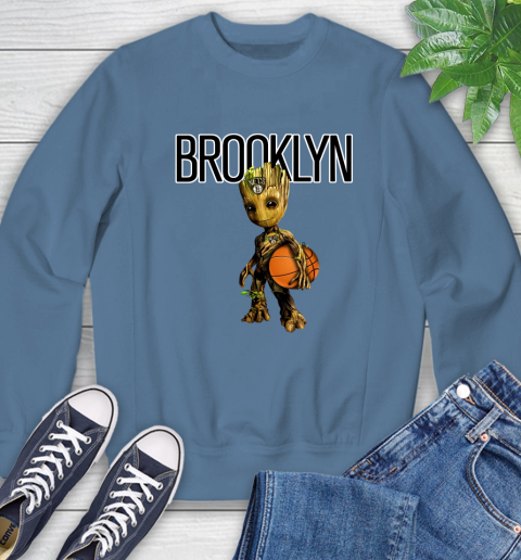 Brooklyn Nets NBA Basketball Groot Marvel Guardians Of The Galaxy Sweatshirt 7