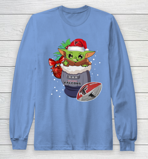 Atlanta Falcons Christmas Baby Yoda Star Wars Funny Happy NFL Long Sleeve T-Shirt 11