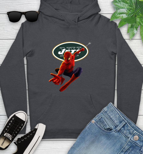 NFL Spider Man Avengers Endgame Football New York Jets Youth Hoodie 8