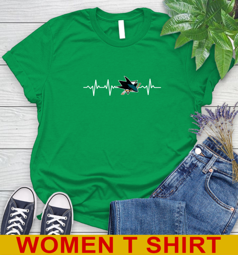 San Jose Sharks NHL Hockey Heart Beat Shirt Women's T-Shirt 7