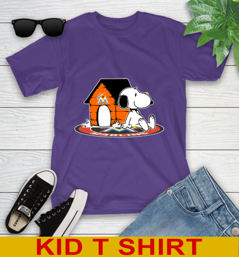 MLB Baseball Miami Marlins Snoopy The Peanuts Movie Shirt Youth T-Shirt 4