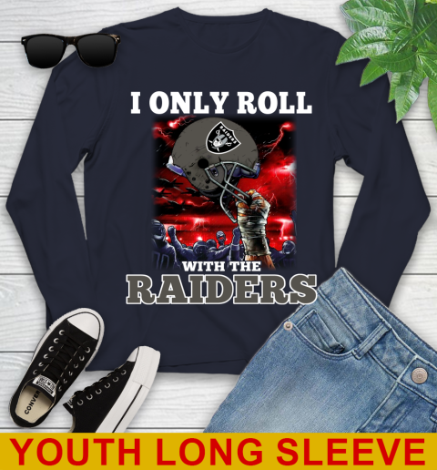 Oakland Raiders NFL Football I Only Roll With My Team Sports Youth Long Sleeve 2