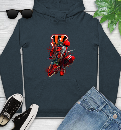NFL Deadpool Marvel Comics Sports Football Cincinnati Bengals Youth Hoodie 8