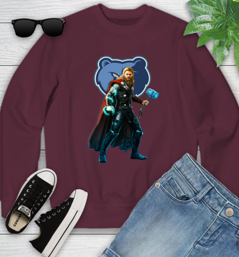 NBA Thor Avengers Endgame Basketball Memphis Grizzlies Youth Sweatshirt 5