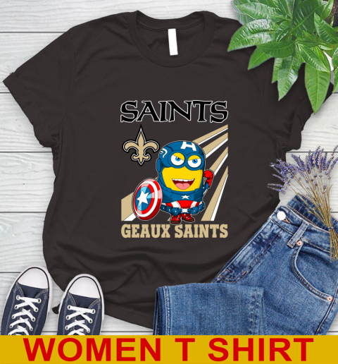 NFL Football New Orleans Saints Captain America Marvel Avengers Minion Shirt Women's T-Shirt 9