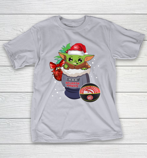 Atlanta Hawks Christmas Baby Yoda Star Wars Funny Happy NBA T-Shirt 7