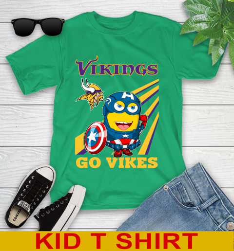NFL Football Minnesota Vikings Captain America Marvel Avengers Minion Shirt Youth T-Shirt 7
