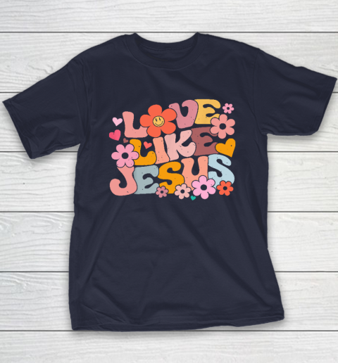 Love Like Jesus Christian Bible Verse Trendy Floral Heart Youth T-Shirt 2