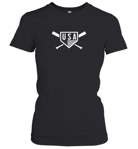 Vintage American Baseball and Softball USA Flag Women's T-Shirt
