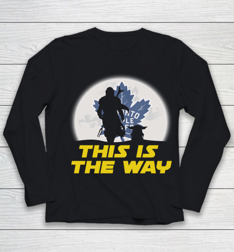 Toronto Maple Leafs NHL Ice Hockey Star Wars Yoda And Mandalorian This Is The Way Youth Long Sleeve
