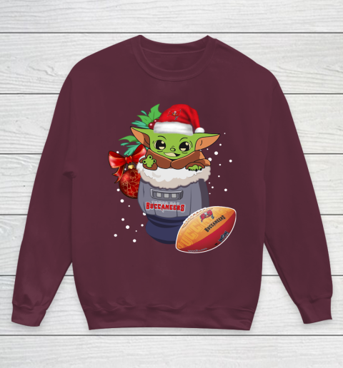 Tampa Bay Buccaneers Christmas Baby Yoda Star Wars Funny Happy NFL Youth Sweatshirt 5