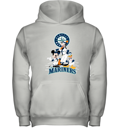 Seattle Mariners Mickey Donald And Goofy Baseball Youth Hoodie