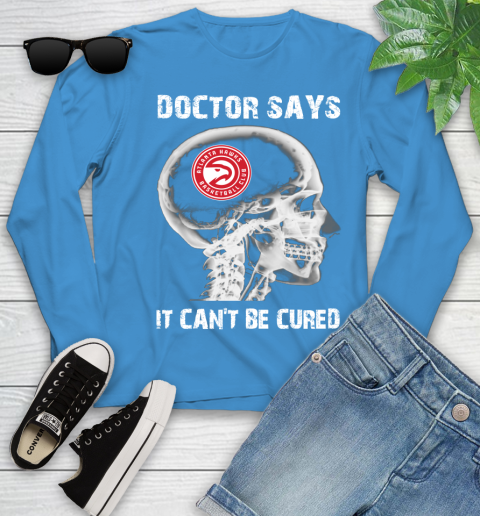 NBA Atlanta Hawks Basketball Skull It Can't Be Cured Shirt Youth Long Sleeve 7
