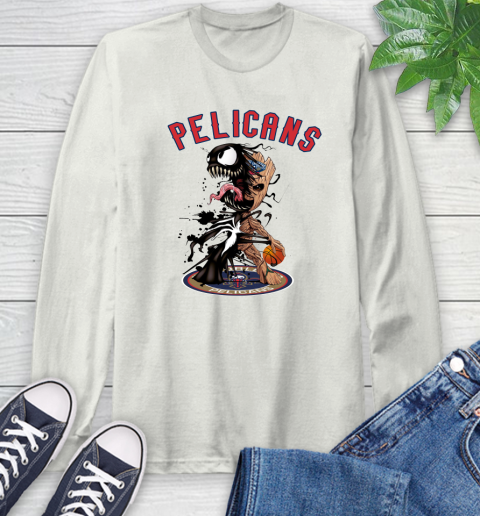 NBA New Orleans Pelicans Basketball Venom Groot Guardians Of The Galaxy Long Sleeve T-Shirt 12