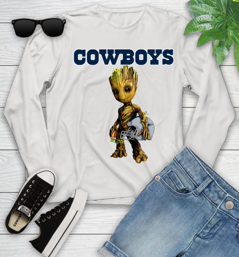 Dallas Cowboys NFL Football Groot Marvel Guardians Of The Galaxy Youth Long Sleeve