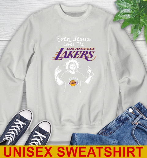 Los Angeles Lakers NBA Basketball Even Jesus Loves The Lakers Shirt Sweatshirt 5