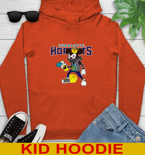 Charlotte Hornets NBA Basketball Mickey Peace Sign Sports Youth Hoodie 5