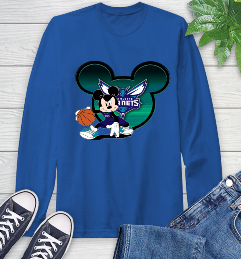 NBA Charlotte Hornets Mickey Mouse Disney Basketball Long Sleeve T-Shirt 9