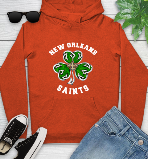 NFL New Orleans Saints Three Leaf Clover St Patrick's Day Football Sports Youth Hoodie 4