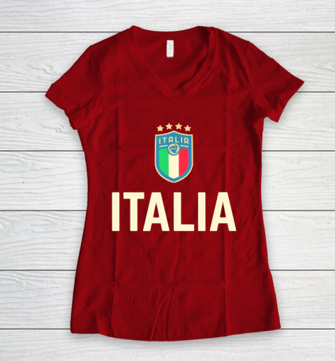 Italy Soccer Jersey 2020 2021 Euros Italia Football Team Women's V-Neck T-Shirt 8