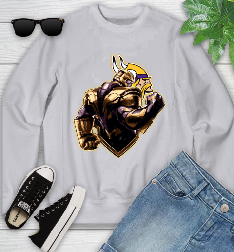 NFL Thanos Avengers Endgame Football Sports Minnesota Vikings Youth Sweatshirt 4